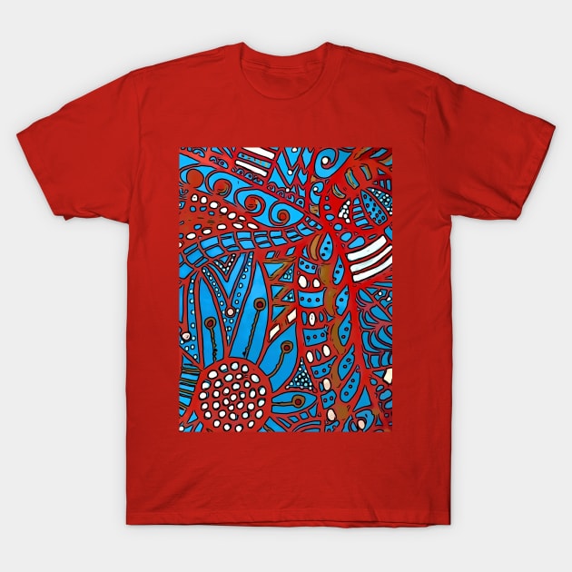 Red, white and blue modern mosaic print T-Shirt by Dillyzip1202